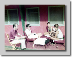 Freetown - Sierra Leone - October '74 - Playing Scrabble with E/O John Dallaway, Heather Cairncross, Anna Smits & Ana Eva Heuberger at the Lungi Hilton, Freetown Airport.